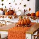 Fall Table Runner Decorations Cute 3D Faux Soft Fur Fall Table Runner for Thanksgiving Decor Autumn Harvest Party Kitchen Dining Seasonal Indoor Outdoor, 13x72 Inch(Orange,Maple Leaves)