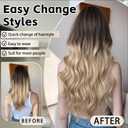 Clip in Extension 22 Inch Long Wavy Synthetic Seamless Curled Clips on Hair Extensions 4PCS Hairpieces Soft and Not Easily Knotted for Women Brown to Blonde