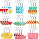 Yinkin 36 Pcs Summer Party Keychains Beach Flamingo Pineapple Turtle Surfboard Keychain for Summer Pool Theme Favor Luau Tropical Hawaiian Sea Party Supplies, 9 Styles(Pool Style)