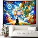 Delur Time Travel Tapestry Galaxy Meditation Universe Starry Sky Wall Hanging Tapestry Milky Way Outer Space Abstract Psychedelic Fantasy Headboard for Bedroom Living Room Home Decor (59.1" x 78.7")