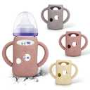 BUSOHA 3 Pack Silicone Sleeves for Lansinoh Glass Baby Bottles - Wide Neck Baby Bottles Sleeves for Lansinoh Bottles Baby Anti-Colic Bottles Holder with Handle Silicone Protector,5 oz