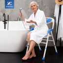 Adjustable Height Foldable Shower Chair with Back for Elderly & Disabled Sturdy Non-Slip Shower Seat for Indoor & Travel Use