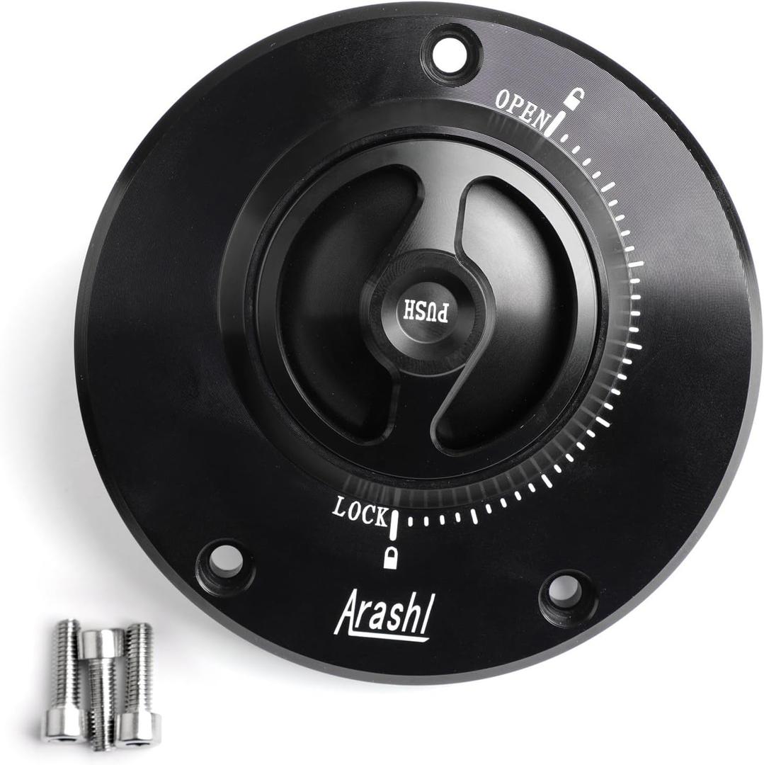 Areyourshop KEYLESS Fuel Cover Gas Tank Cap Black For Kawasaki ER-6F ER-6N Ninja 650 2009+, GTR 1400 2010+, Ninja 1000 ZX-10R 2008+, Ninja 600 ZX-6R 2009+, VERSYS 1000 ABS 2012-2018, Z800 2013-2016