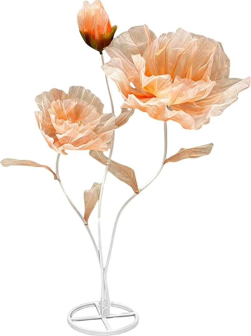 Artificial Silk Flower Decoration, Large Fake Flower with Standing Stems and Base,Giant Flowers 5.5Ft for Wedding Background Decor, Shop Window Display,Photography Props, Banquet (Champagne)