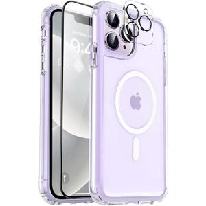MOCCA Strong Magnetic for iPhone 12 Pro Max Case,[Compatible with Magsafe][Glass Screen Protector+Camera Lens Protector] Slim Thin Shockproof Cover Phone Case for iPhone 12 Pro Max 6.7", Clear