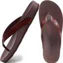 ONCAI Womens Flip Flops For Women Comfortable Strap Yoga Mat Non-Slip Women's Thong Sandal Casual Summer Beach Slippers With Arch Support (8, Brown)