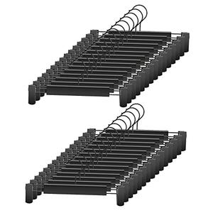 GUANJUNE Clothes Pants Hangers, Space-Saving Skirt Holders with 360 ° Swivel Hooks, Adjustable Clips, Trouser Hangers, Clothes Coat Garment Jeans Hangers (30 Pack, Black)