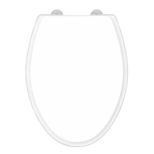 Gerber Soft-Close Elongated Toilet Seat with Two Button Quick-Release, Top-Mount Installation, Non-Slip Bumpers, and Cover, Heavy-Duty Plastic, White, GC550130
