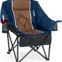 Oversized Camping Chair for Adults - Heavy Duty 400 lbs Padded Folding Chair with Wine Glass Holder, 2 Cup Holders & Side Pockets, Portable Carry Bag for RV, Tailgating, Lawn, Midnight Blue 1, Single Seat