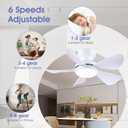 Kviflon 32 Inch Modern Ceiling Fans with Lights, Small Flush Mount Ceiling Fan with Light and Remote/APP Control, 5 Reversible 6 Speeds Curved Blades, 3 CCT Dimmable Lights for Kids Room, White
