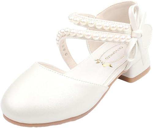 SYUKEKEYA Girls Dress Shoes Mary Jane Flower Girl Low Heels Princess Shoes for Wedding Party 5544 Size 32