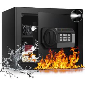 1.8 Cuft Small Fireproof Safe for Home Use, Safe Box Fireproof Waterproof with Programmable Keypad, Spare Keys and Removable Shelf, Digital Home Security Safety Box for Money Documents Medicines