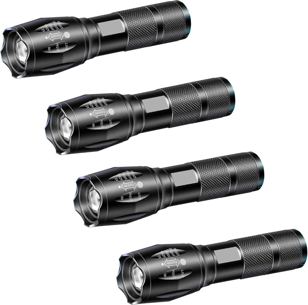 LED Flashlights - High Lumen Mini Tactical Flashlights with 5 Modes, Zoomable Beam, Water-Resistant Design for Camping, Outdoor, and Home Use (4)
