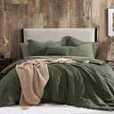 Geniospin Oversized King Comforter Set - 7 Pieces Comforter Oversized King, Soft Solid Bedding Set for All Season, Textured Bed in a Bag with Sheets, Pillowcases & Shams (Dark Green, 120''x98'')