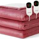 Homemate Electric Heated Blanket King Size - 100"x90" Heating Blanket King Size Dual Control 1/2/4/6/8 Hours Auto-Off 10 Heat Level Over-Heat Protection Flannel Sherpa ETL Certification