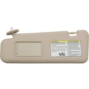 Dasbecan Front Left Driver Side Sun Visor with Light Compatible with Toyota Highlander 2008-2013 74320-48180-E0 (Beige)