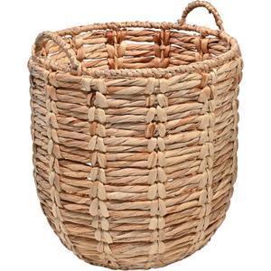 happimess BSK1003A Laurel Bohemian Hand-Woven Abaca Wicker Storage Basket with Handles, Seagrass Container for Decoration in Bedroom, Living Room, Laundry Room, Entryway, Natural