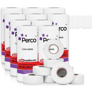 Perco 1-Line White Blank Price & Date Gun Labels – 80 Rolls, 80,000 Count, 10 Sleeves