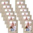 Giftgarden 12 Pack 3.5x5 Picture Frame Distressed White Beige, Rustic 3.5 by 5 Photo Frames Bulk for Desktop Display or Wall Mount