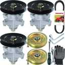Greased 3 pack 918-04126 Spindle Assembly with 756-04129 Idler Pulley 954-04164 Belt Replaces MTD 618-04125A, Cub Cadet Deck Spindle 918-04125B, 618-04126A, 918-04125A, 918-04125C, 918-04126A