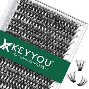 Lash Clusters 300pcs Individual Lashes 40D 0.07D Curl 16mm DIY Eyelash Extension KEYYOU Large Tray Volume Soft&Natural Cluster Lashes (40D-0.07D, 16)