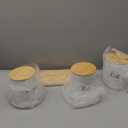 Coffee Tea Sugar Container Set with Tray, Set of 3 Airtight Metal Canister with Bamboo Lids, Farmhouse Kitchen Counter Organizer for Coffee Bar and Drink Station (White)