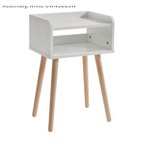 IBUYKE Nightstand, Mid-Century Modern Bedside Table with Solid Wood Legs, Minimalist and Practical End Side Table with Open Storage Shelf, Easy Assembly, White UWNS003W