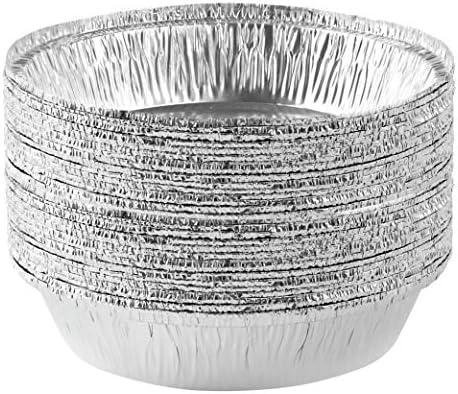PLASTICPRO 7'' Inch Round Tin Foil Pans Disposable Aluminum, Freezer & Oven Safe - For Baking, Cooking, Storage, Roasting, & Reheating, Pack of 50