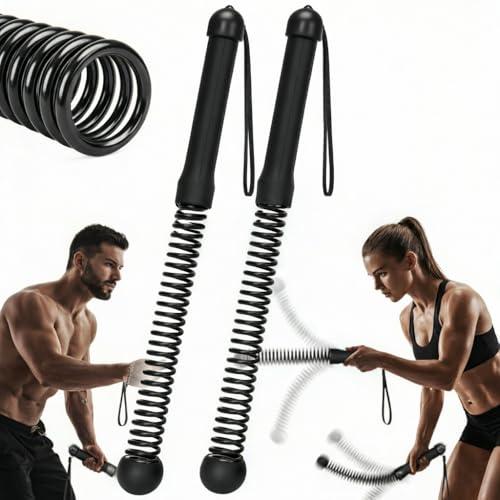 Cordless Ropeless Weighted Battle Rope Sticks, Portable Home Gym Workout Exercise for Full-Body Strength Training, Durable Fitness Accessories with Smooth Flow Design, Ideal for Indoor Cardio (Black)