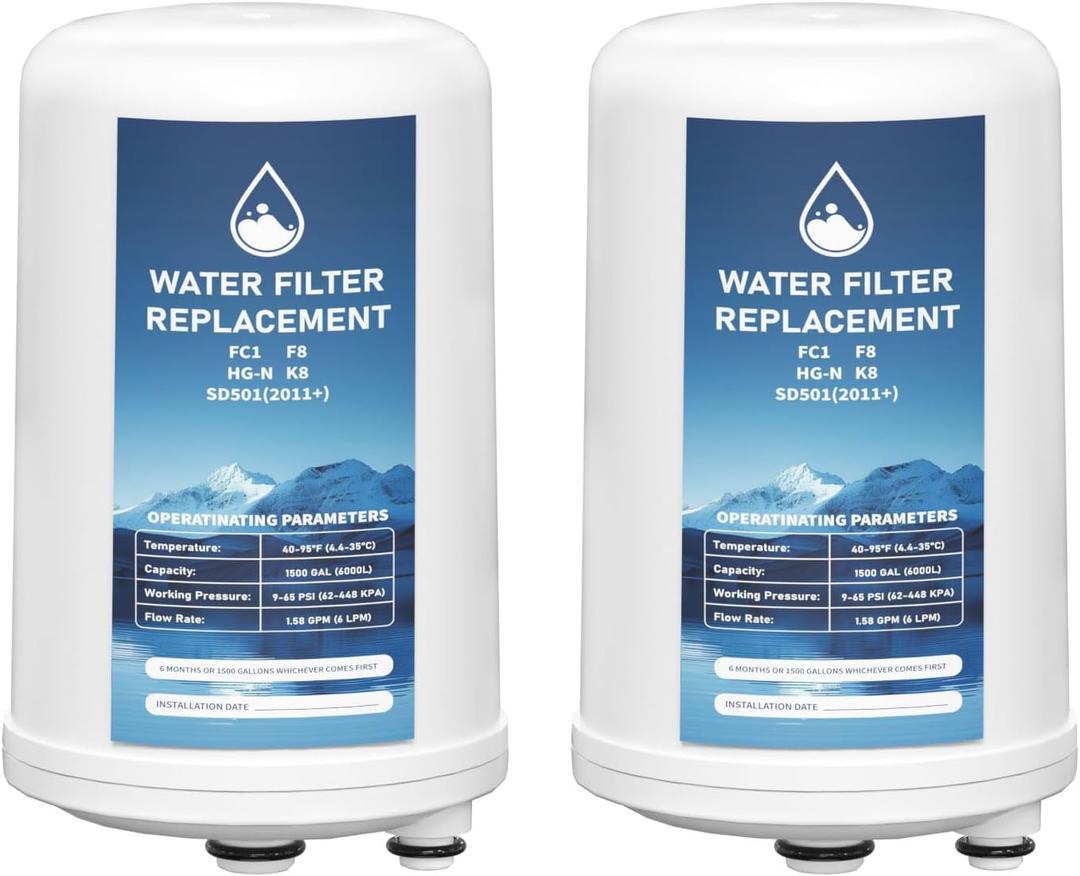 FC1 F8 HG-N Water Filter Replacement Cartridge Compatible with Enagic Leveluk K8, SD501 (2011+), JRIV 8-Plate Ionizer Machines Alkaline Water System, 2 Pack