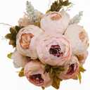 Luyue Peonies Artificial Flowers Vintage Faux Peony Arrangements Fake Flower for Vase Silk Floral Bouquet for Table Centerpiece Wedding Decoration Indoor Home Decor (A-light Pink -1)