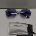 ZENOTTIC Oversized Rimless Sunglasses for Women Geometric Diamond Cutting Gradient Lens UV Protection Fashion Shades Trendy (Blue)