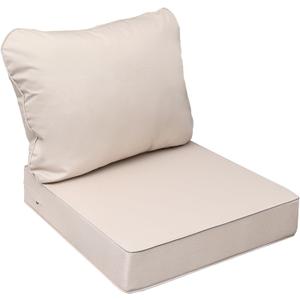 AAAAAcessories Outdoor Seat Cushions for Chairs, Fade-Resistant, Waterproof Patio Furniture Replacement Cushions, 24" x 24" x 5" + 24" x 19", Sandstone Beige