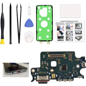 Charging Board Dock Port Replacement Compatible with Galaxy S22 US Version, USB-C Connector Only for S22 SM-S901U, SM-S901U1, SM-S901W, with Instruction Manual, Toolkit