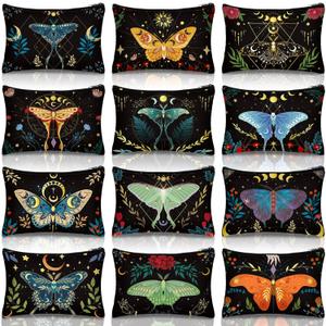 Kajaia 12 Pcs Butterfly Makeup Bags Cute Portable Travel Purse Toiletry Pocket Make up Organizer Storage Zipper Pouch Makeup Brush Cosmetic Bags for Women Adult Aesthetic Stuff