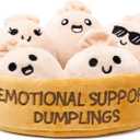 WHAT DO YOU MEME? Emotional Support Dumplings by Relatable, Cuddly Stuffed Animals and Plushies Set, Small Gifts for Mom, Includes 5 Dumplings Plush Toys with Carrying Basket, for Mom