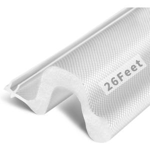 26 Feet Long Reach Weather Stripping Door Seal, Fingwerk V-Shaped Replacement Door Seal Strip Foam Kerf Weather Stripping for Doors Frame Door Insulation Strip, Easy Cut to Size(White)