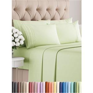 Queen 6 Piece Sheet Set - Comfy Breathable & Cooling - Ultra-Soft Hotel Luxury Bedding Set w/ 8-16 Inch Deep Pockets - 1 Flat & 1 Fitted Sheet & 4 Pillowcases - Wrinkle Free & Easy Care - Light Sage