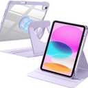 Wenlaty for iPad (A16) 11th Generation Case 11 Inch 2025, for iPad 10th Generation Case 10.9 Inch 2022 with Pencil Holder, 360 Rotating Protective Stand Cover, Detachable Magnetic Back, Lavender