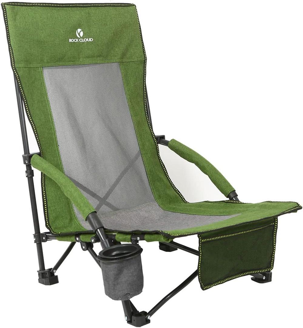 ROCK CLOUD Portable Folding Beach Chair Low Camping Chairs for Camp Lawn Hiking Sports Hunting (Green)