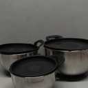 Rorence Stainless Steel Non-Slip Mixing Bowls With Pour Spout, Handle and Lid, Set of 3, Black