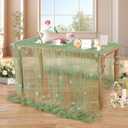 LuoluoHouse Sage Green Pearl Tulle Tablecloth: 10ft Green Flower Pearl Table Runner Tulle Fabric Wedding Lace Tablecloth Arch for Bridal Shower Veil Baby Shower Sweetheart Table Decorations