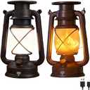 KOOPER Solar Lantern Outdoor Lights, Vintage Flickering Flame Solar Lanterns Lights Outdoor Waterproof, Hanging Outdoor Solar Lanterns Lights, Rechargeable Lantern for Yard Garden Table Decor 2 Pack