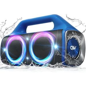 OYW IPX67 Waterproof Bluetooth Speaker:80W(Peak) Loud Outdoor Portable Wireless Party Speakers with LED Lights,20H Playtime,Bluetooth 5.3,Deep Bass & TWS for Pool,Beach