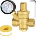 Water Pressure Regulator 3/4 inch with Gauge, Made of 100% High Hardness Brass, Adjustable Water Pressure Reducing Valve Water for Home DN20