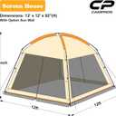 CAMPROS CP Screen House Room with 1 Pc Removal Wind/Sun Panel Canopy Tent Camping Tent Screen Shelter Gazebos for Patios Outdoor Camping Activities, 12'X12'X92in(H) - Beige
