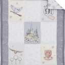 Warner Brothers Harry Potter Magical Moments Grey and White Hogwarts 3 Piece Nursery Mini Crib Bedding Set - Comforter and Two Fitted Mini Crib Sheets