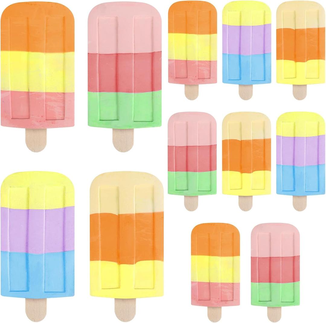 12 Pcs Ice Cream Sidewalk Chalk Bulk Washable Multicolor Sidewalk Chalk Paint Party Favors for Kids Adults Fun Summer Playground Outdoor Activities Painting on Chalkboard Blackboard