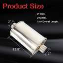 2'' Inch Ultra Quiet Resonator,2" Inlet 2" Outlet Exhaust Resonator,13.8" Overall Length Performance Muffler Resonator T304 Stainless Steel Universal Fitment