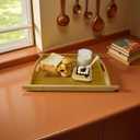 Bamboo Serving Tray Rectangle Platter Breakfast Dinner Food Bed Tray for Eating Kitchen Restaurants (1, 17.3" x 11.8" x 1.2" (with Handle))